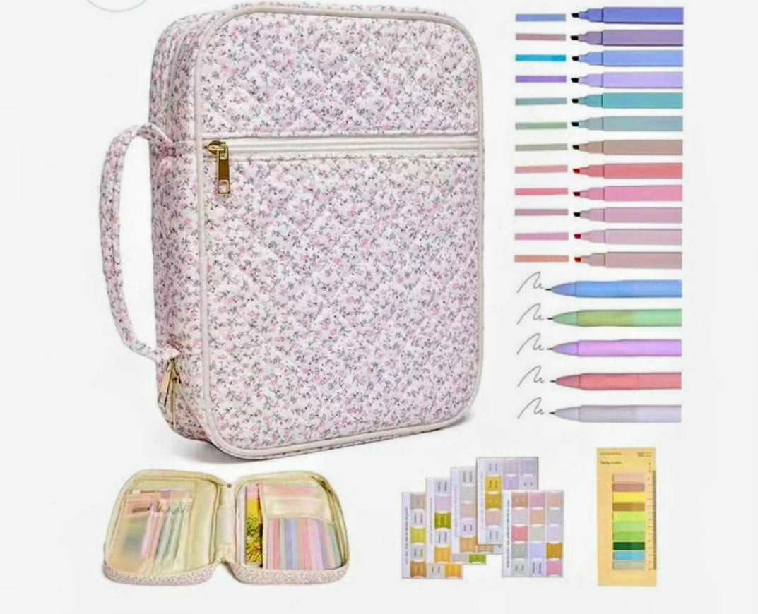 Pink Floral Quilted Bible Cover