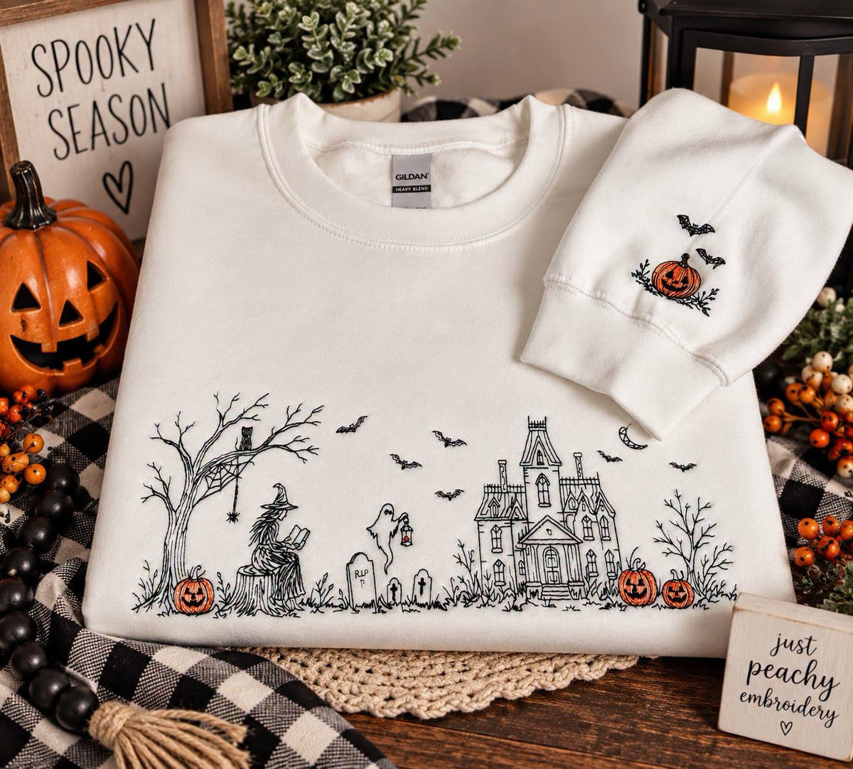 Halloween Manor Line Art Sweatshirt