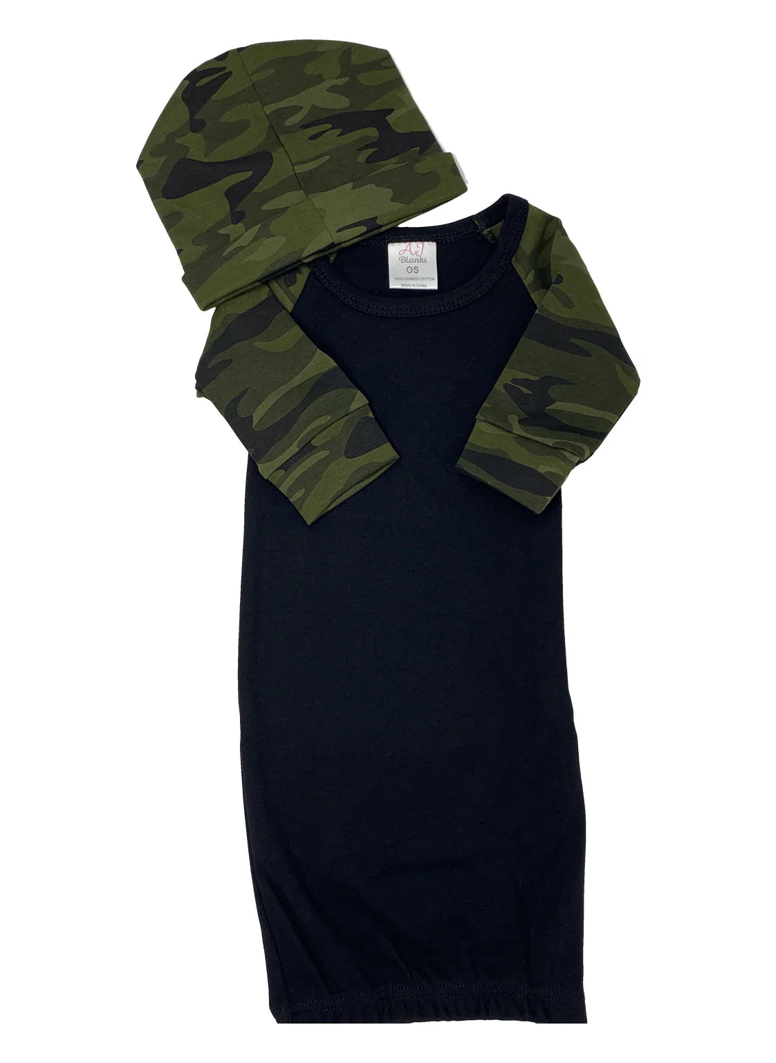 Baby Boy's Camo Gown w/ Matching Hat
